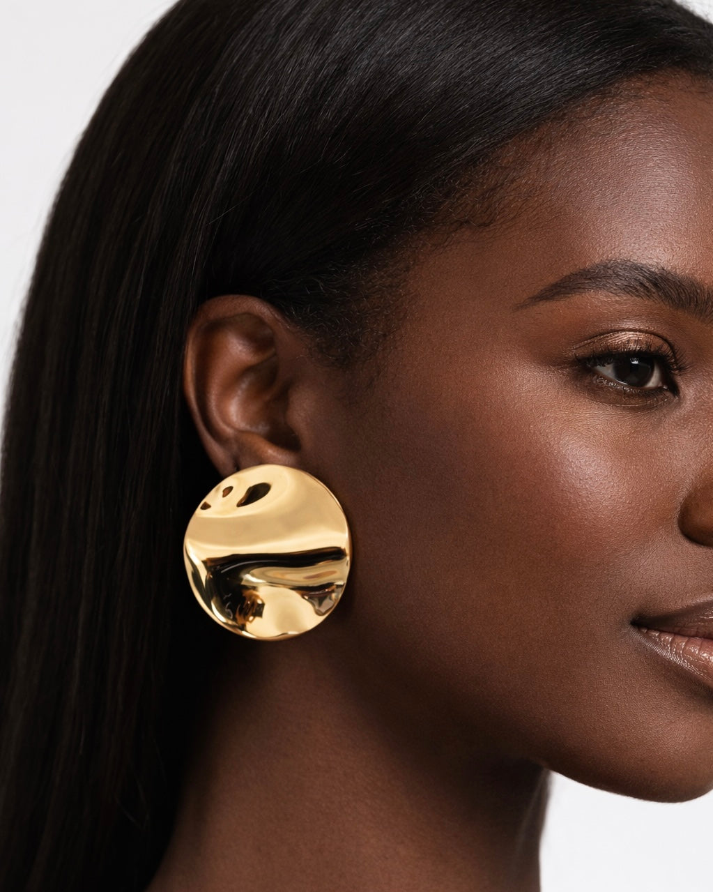LIQUID DISC EARRINGS - GOLD