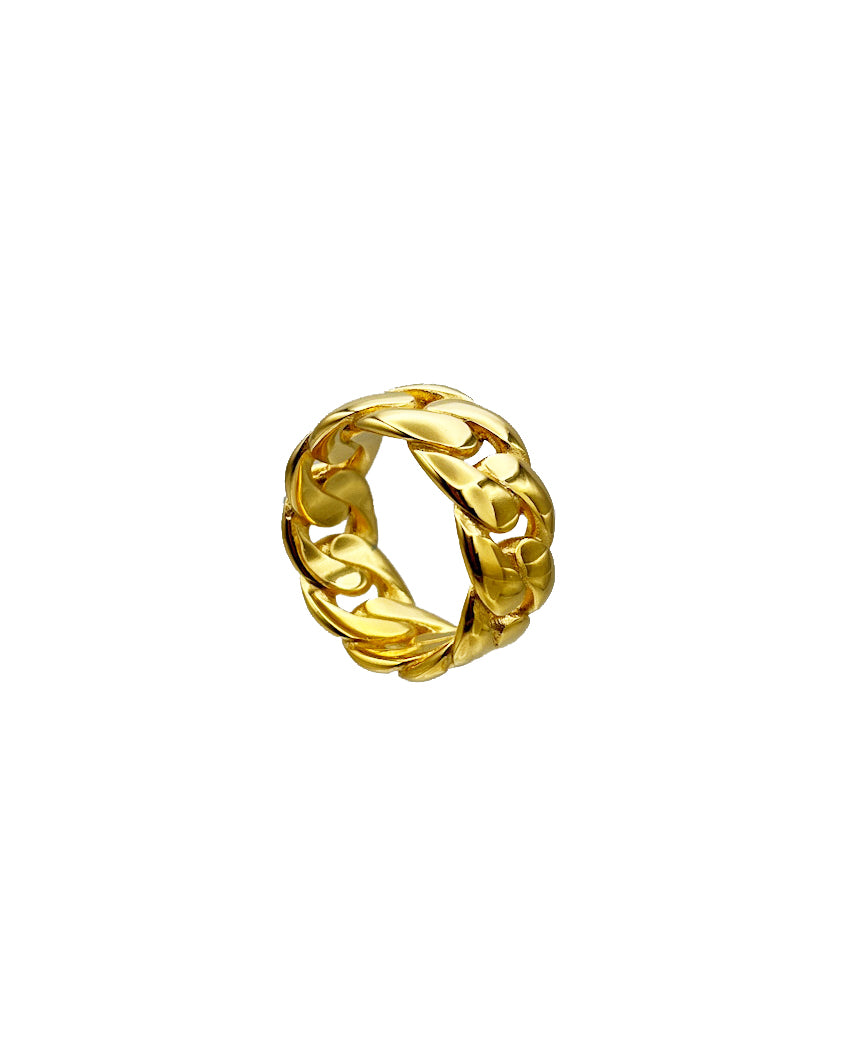 FLAT CUBAN RING - GOLD