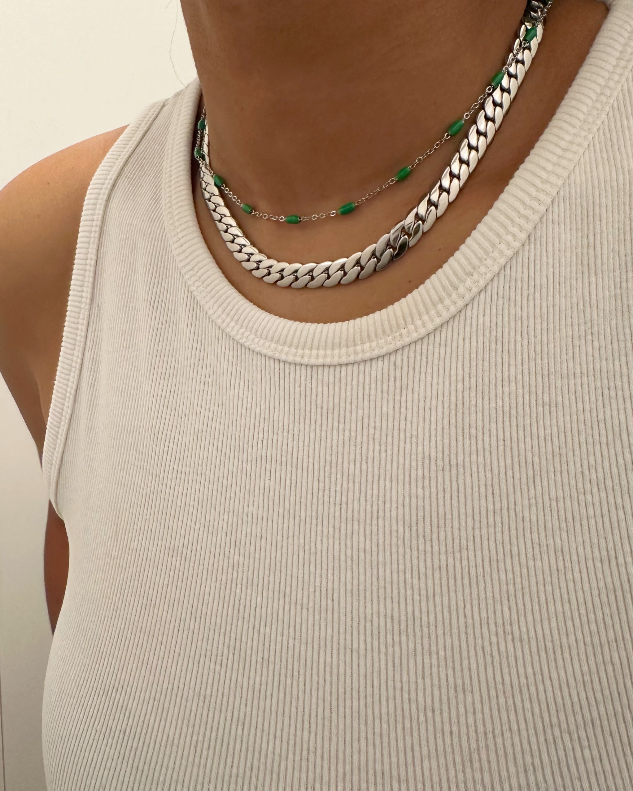 MAYA NECKLACE - STEEL/GREEN