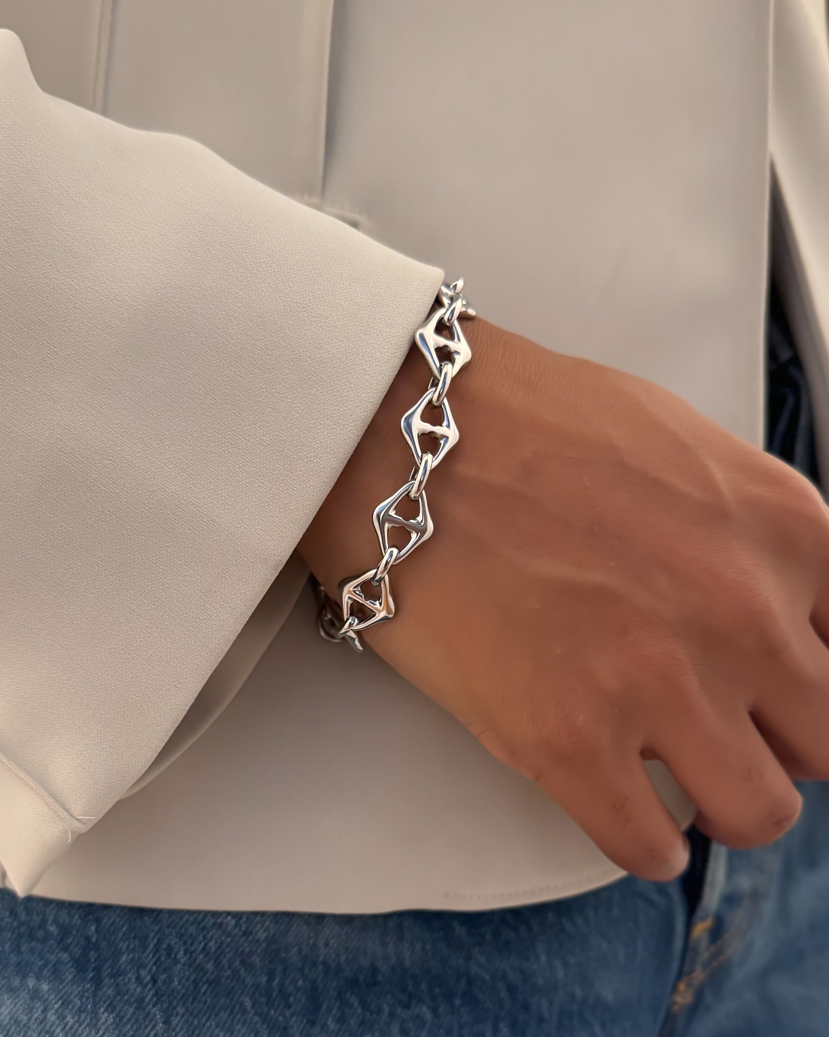 OVAL MARINER 9” BRACELET - SILVER