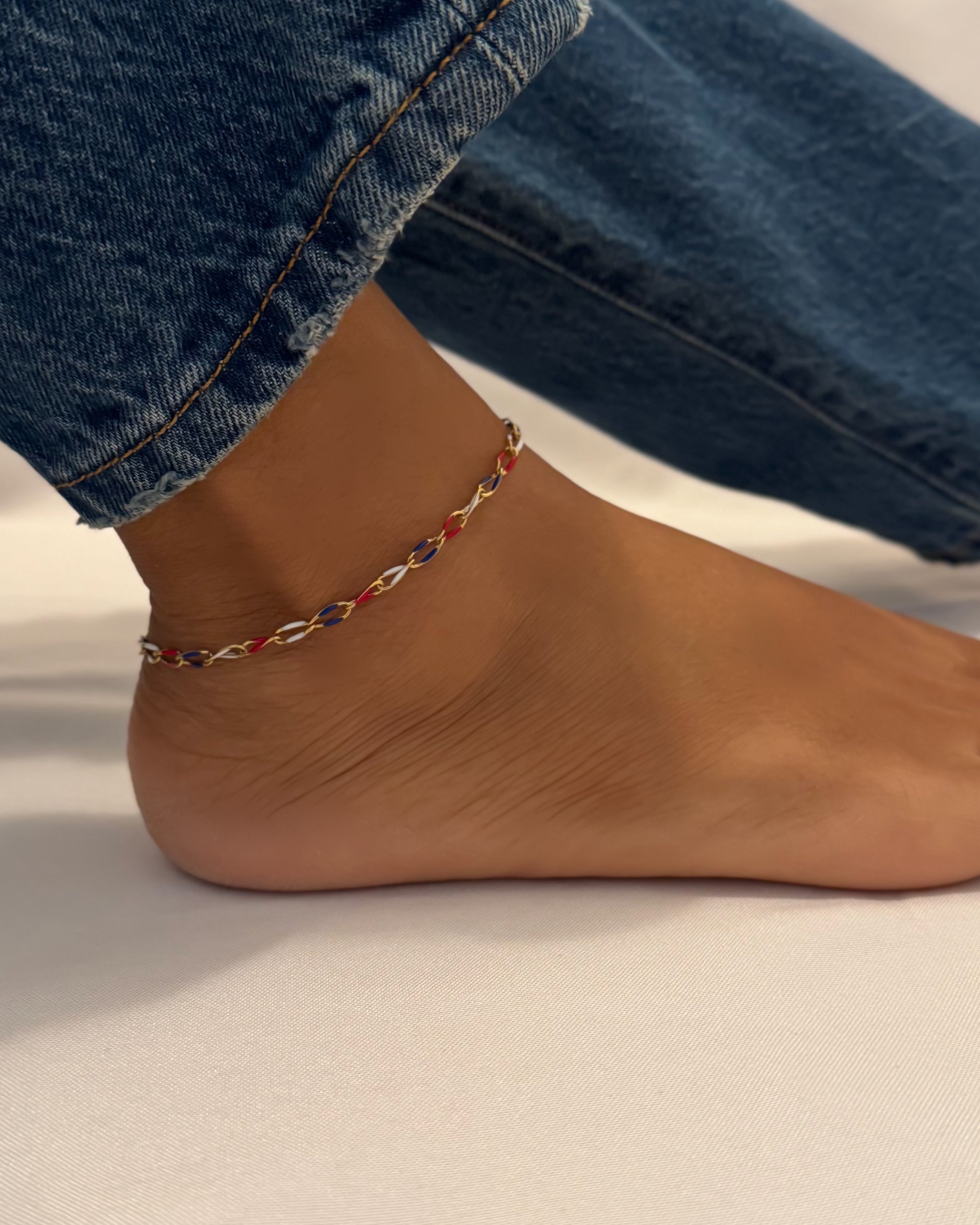 MULTICOLOR ANKLET - GOLD