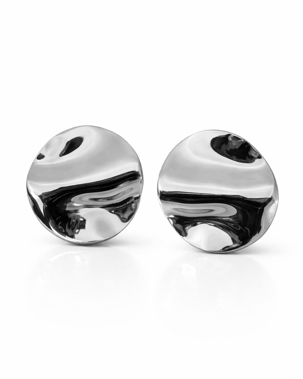 LIQUID DISC EARRINGS - SILVER