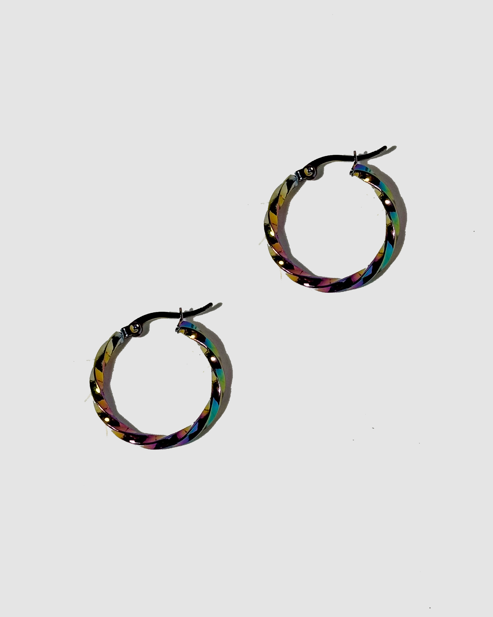 IRIDESCENT TWISTED HOOPS - 1”