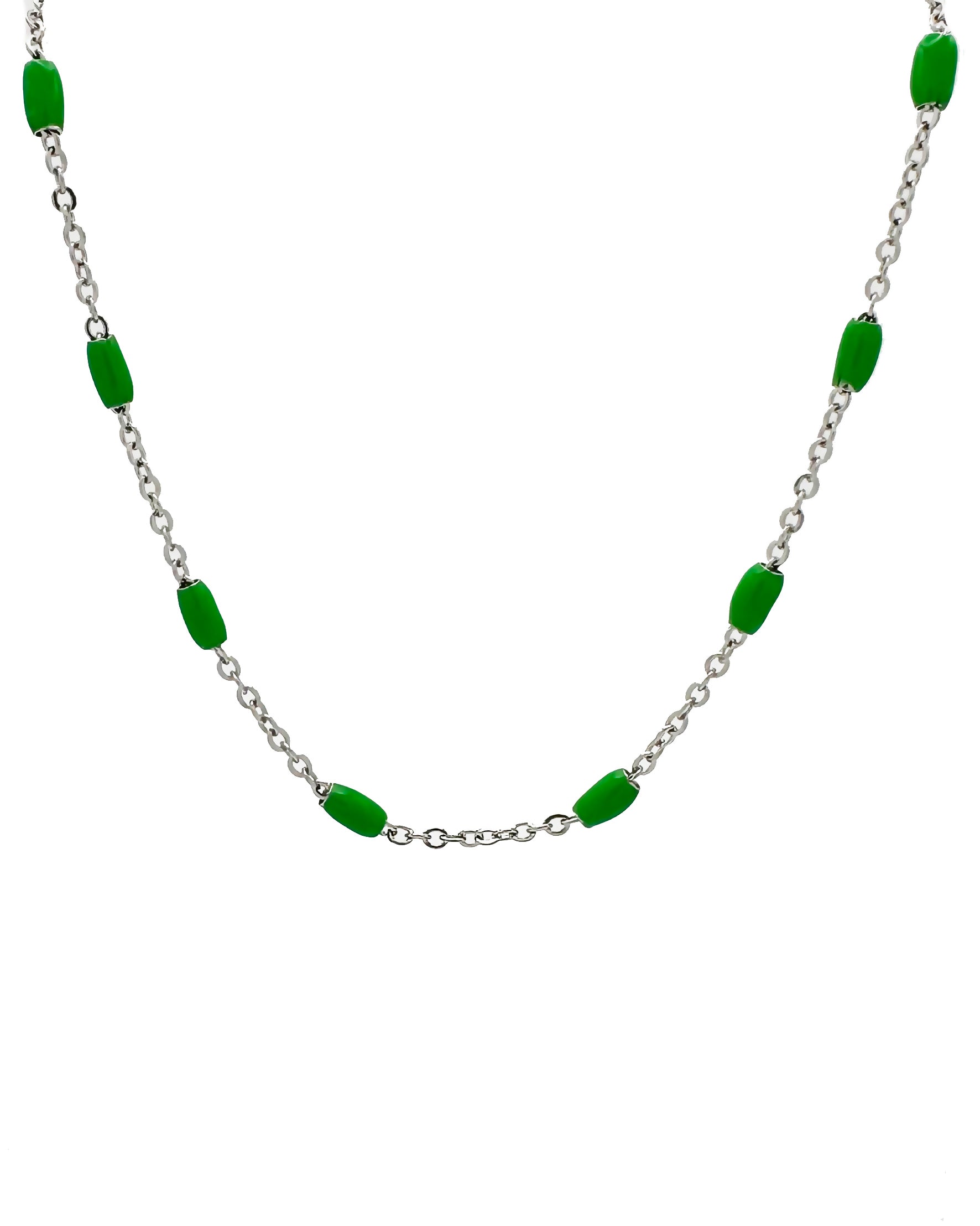 MAYA NECKLACE - STEEL/GREEN