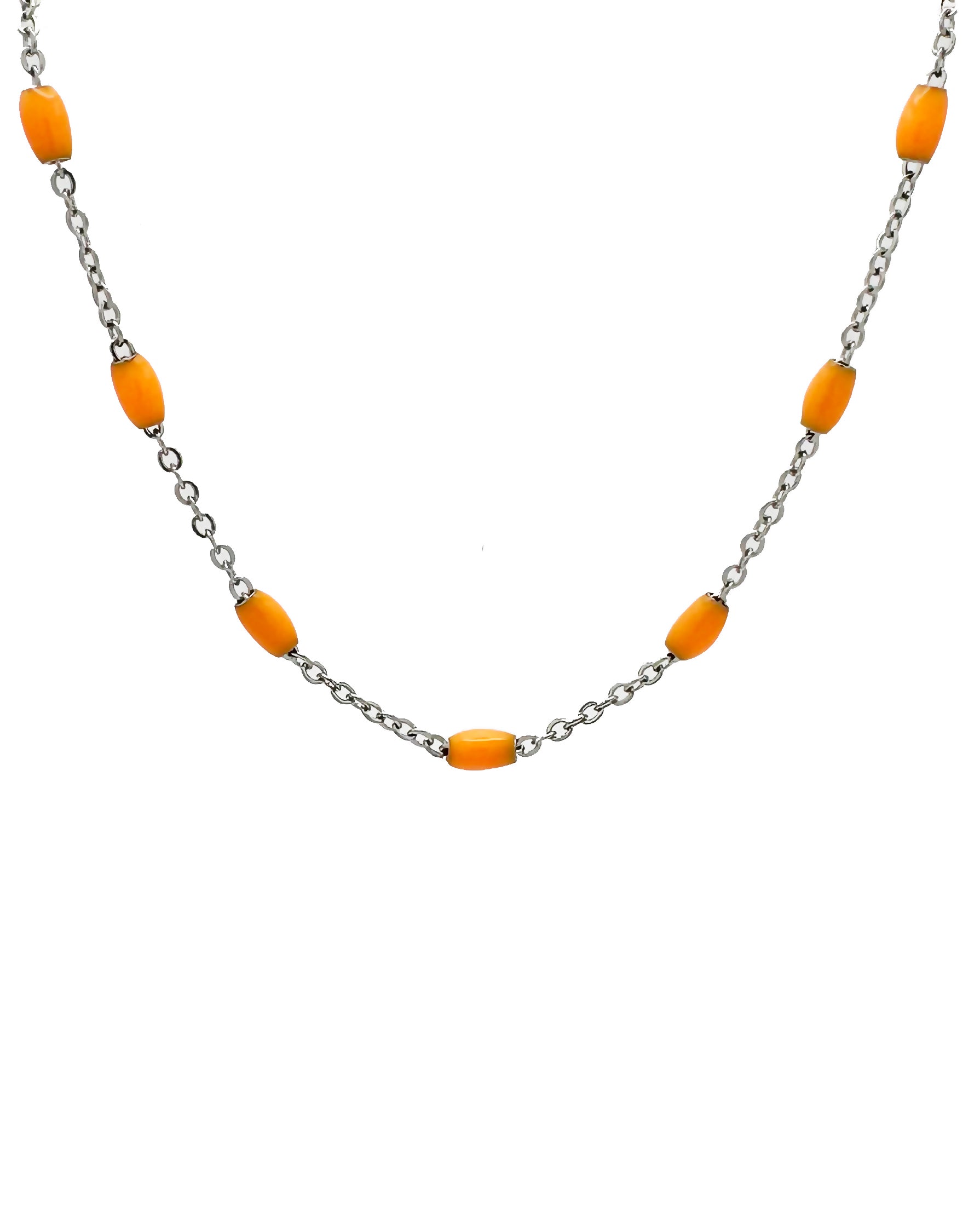 MAYA NECKLACE - STEEL/ORANGE