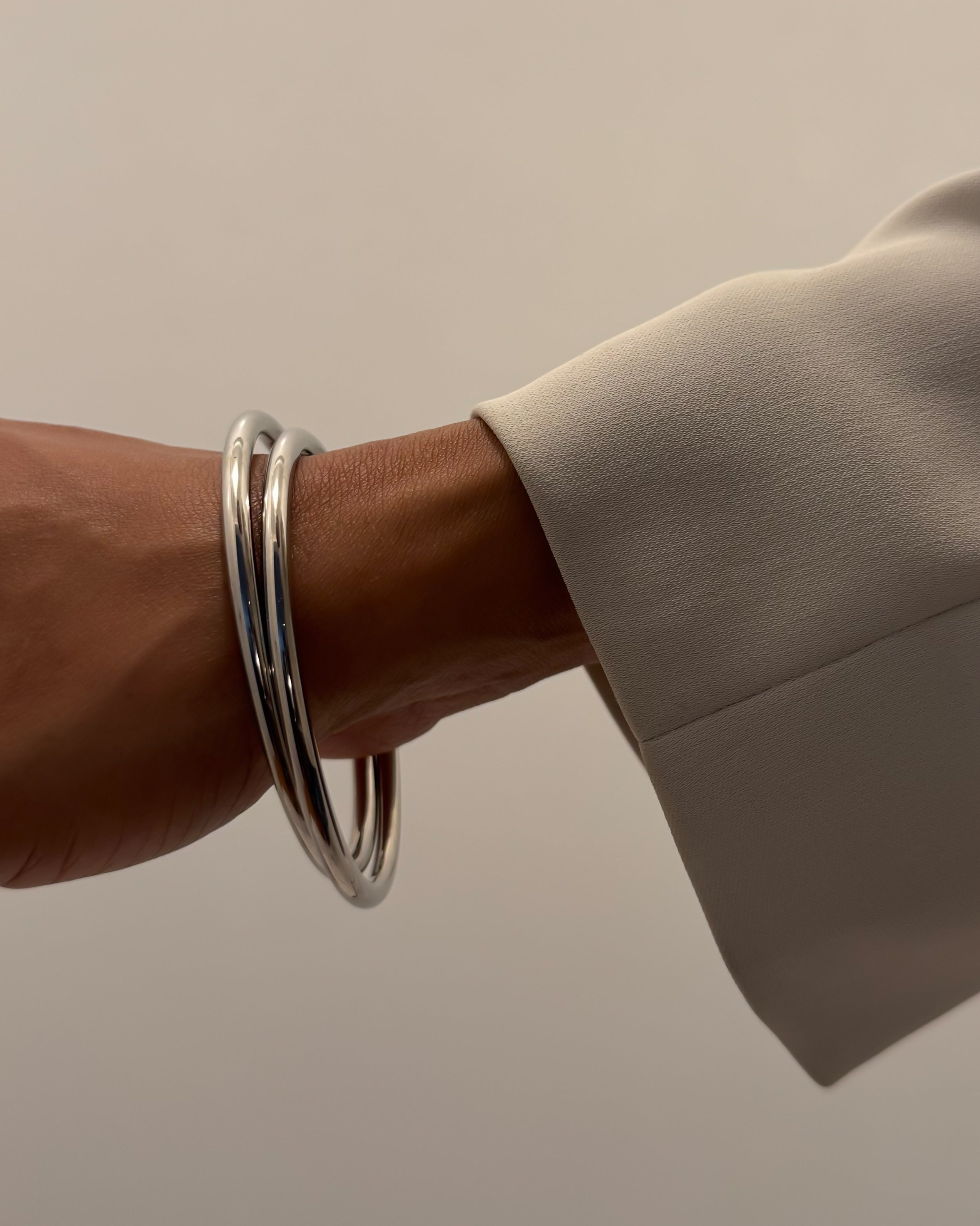 4MM 7” BANGLE SET - SILVER