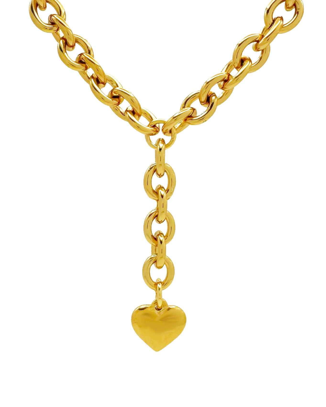 HEART LARIAT NECKLACE - GOLD