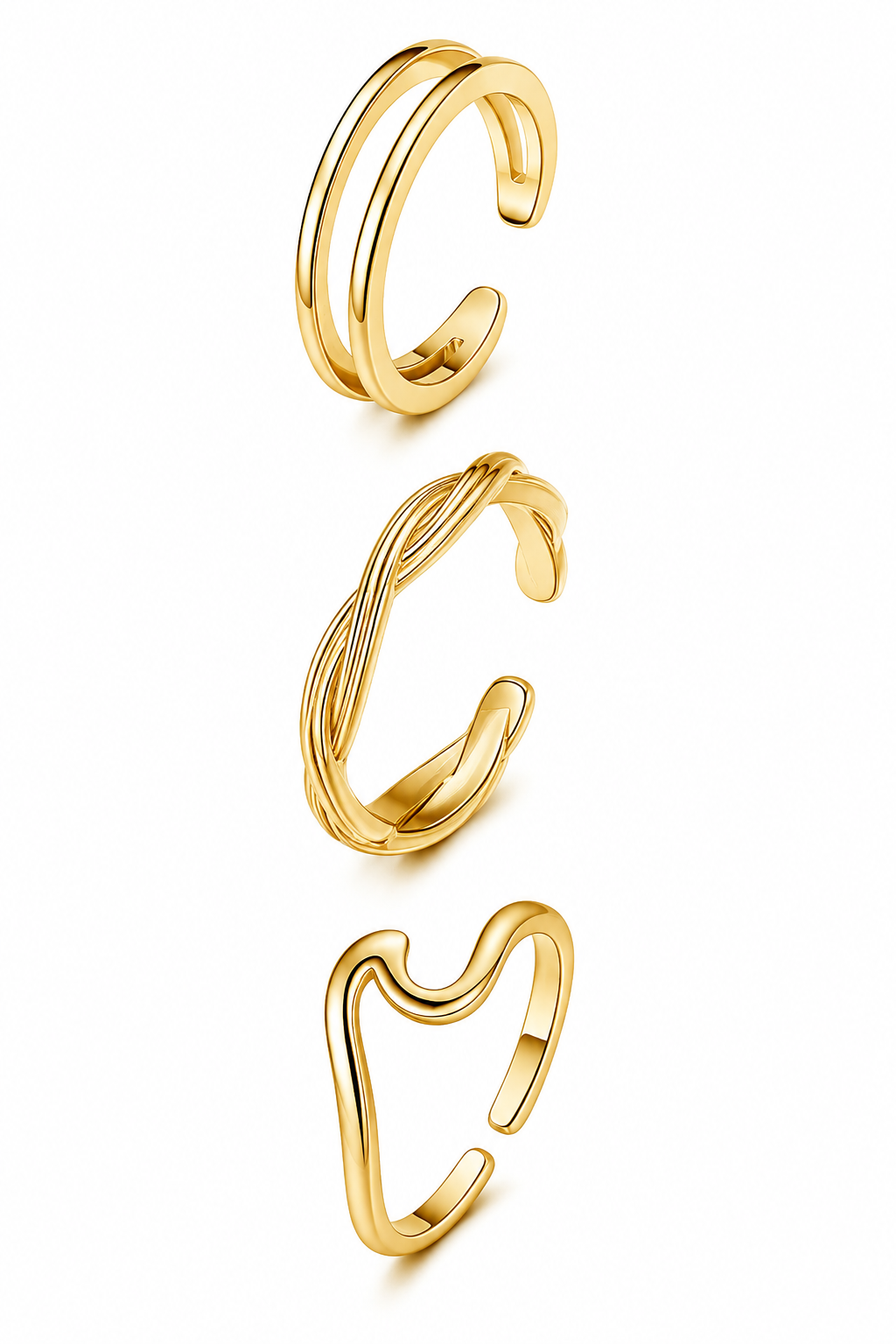 WAVE TOE RING SET - GOLD