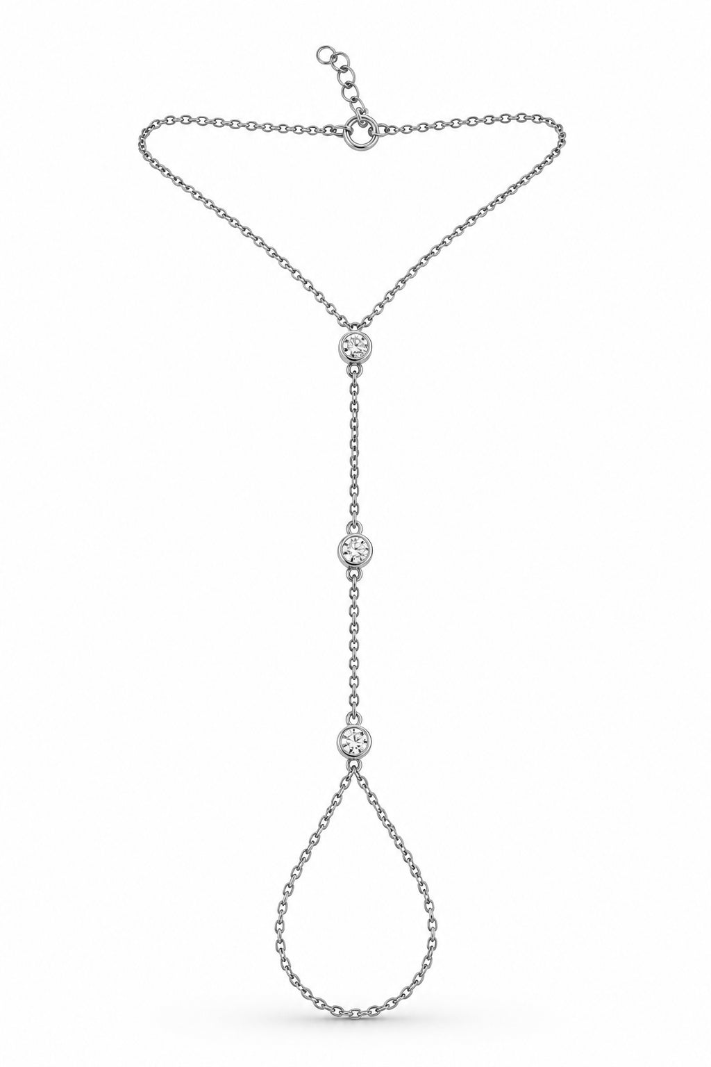 TIERED CZ HAND CHAIN - SILVER