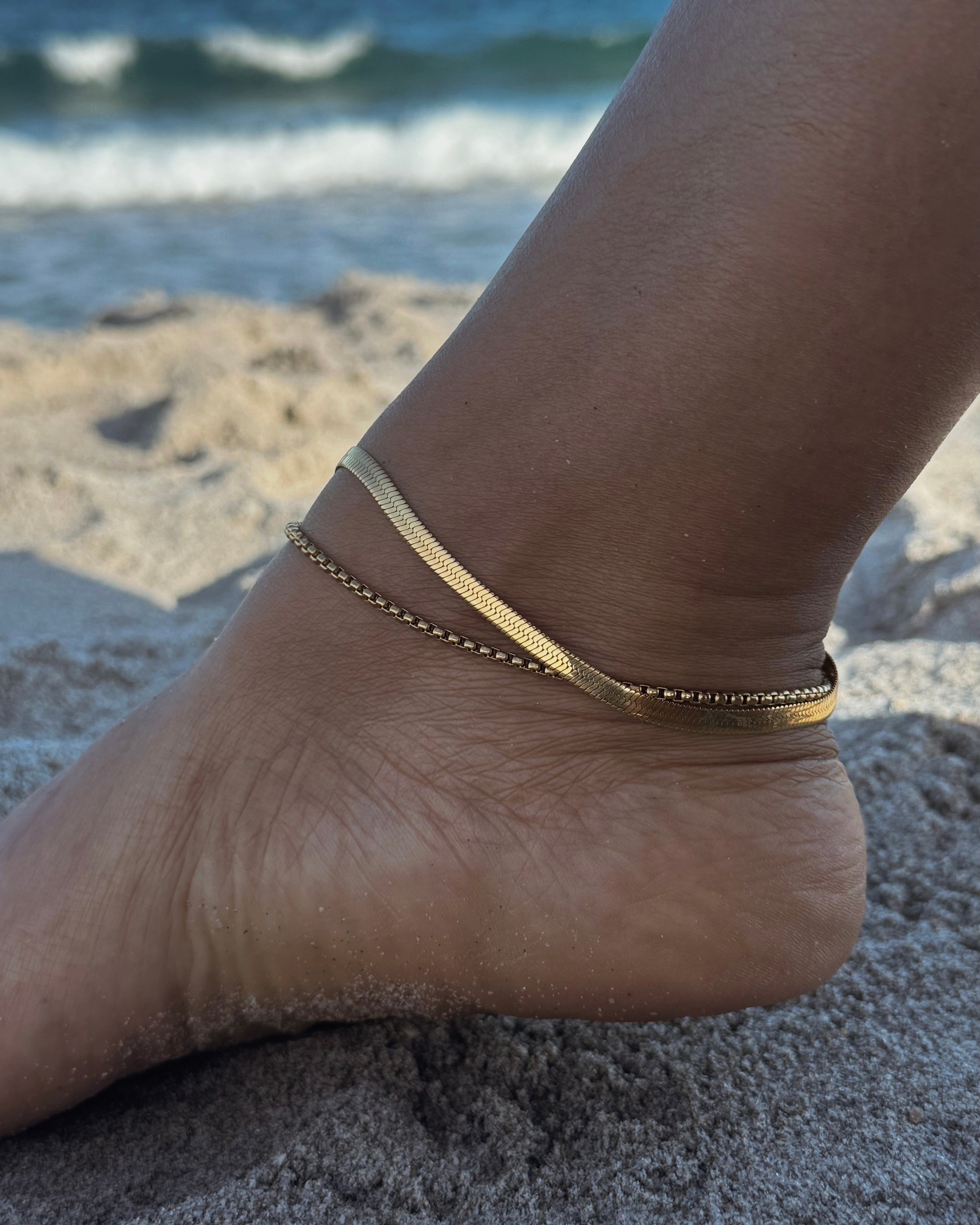 HERRINGBONE ANKLET - GOLD