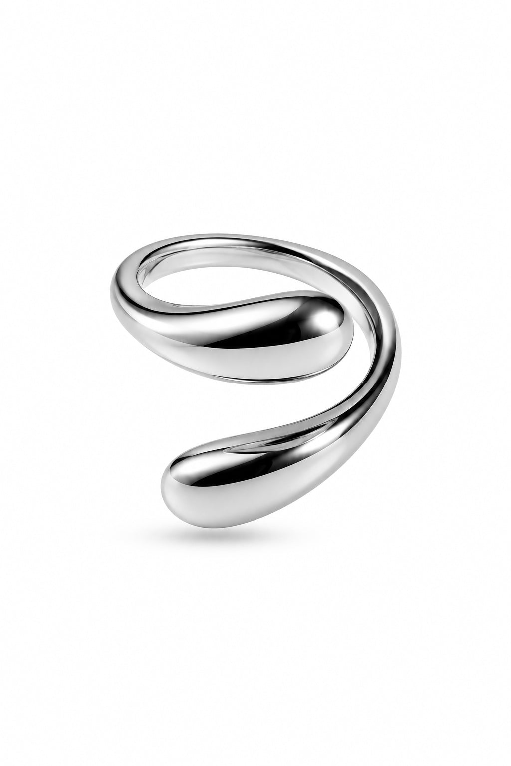 TEARDROP BYPASS RING - SILVER