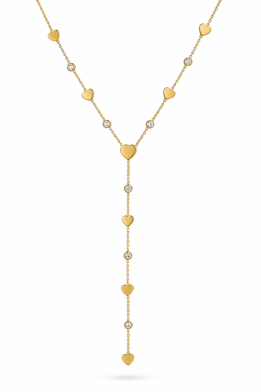 HEART CZ LARIAT - GOLD