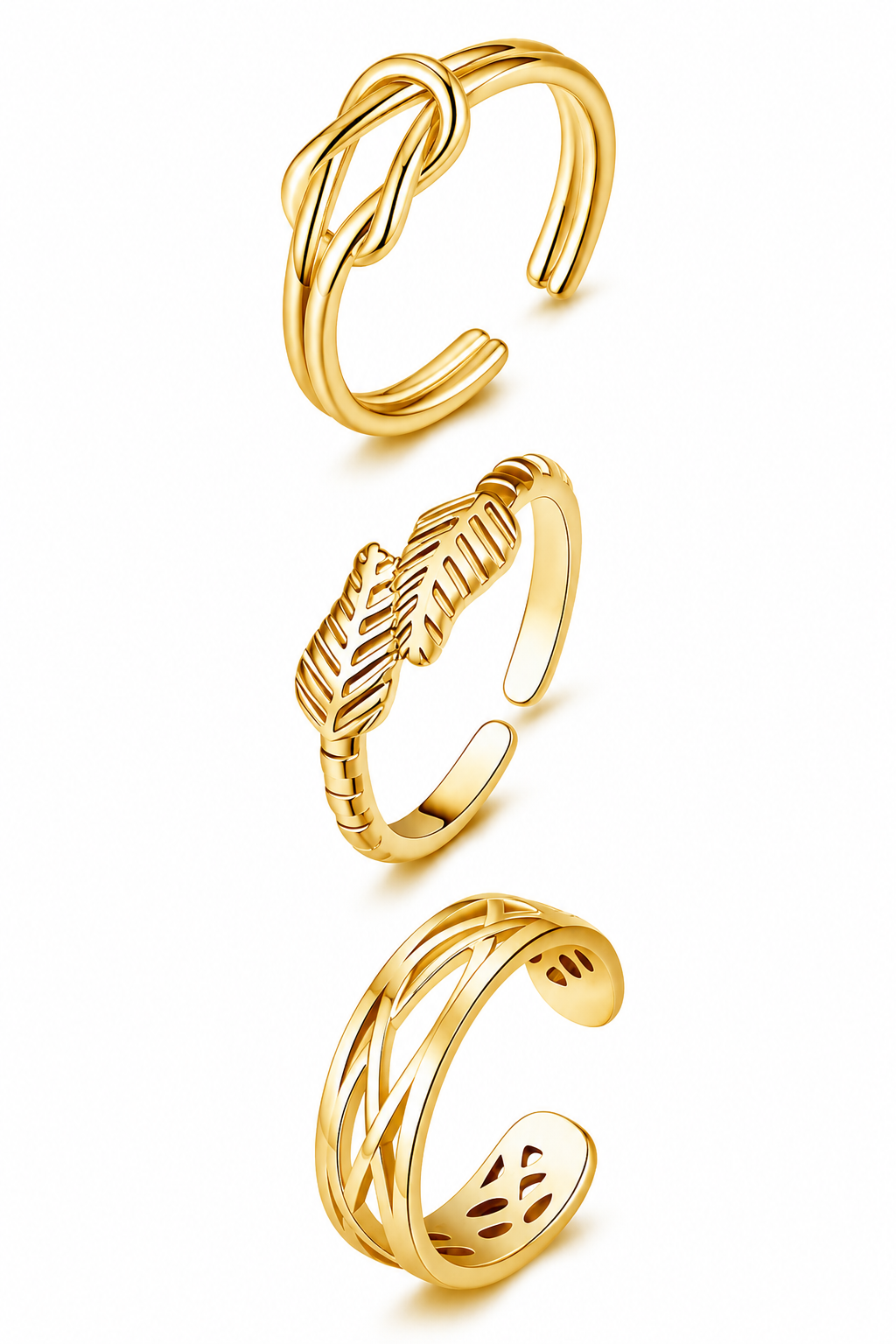 KNOT TOE RING SET - GOLD