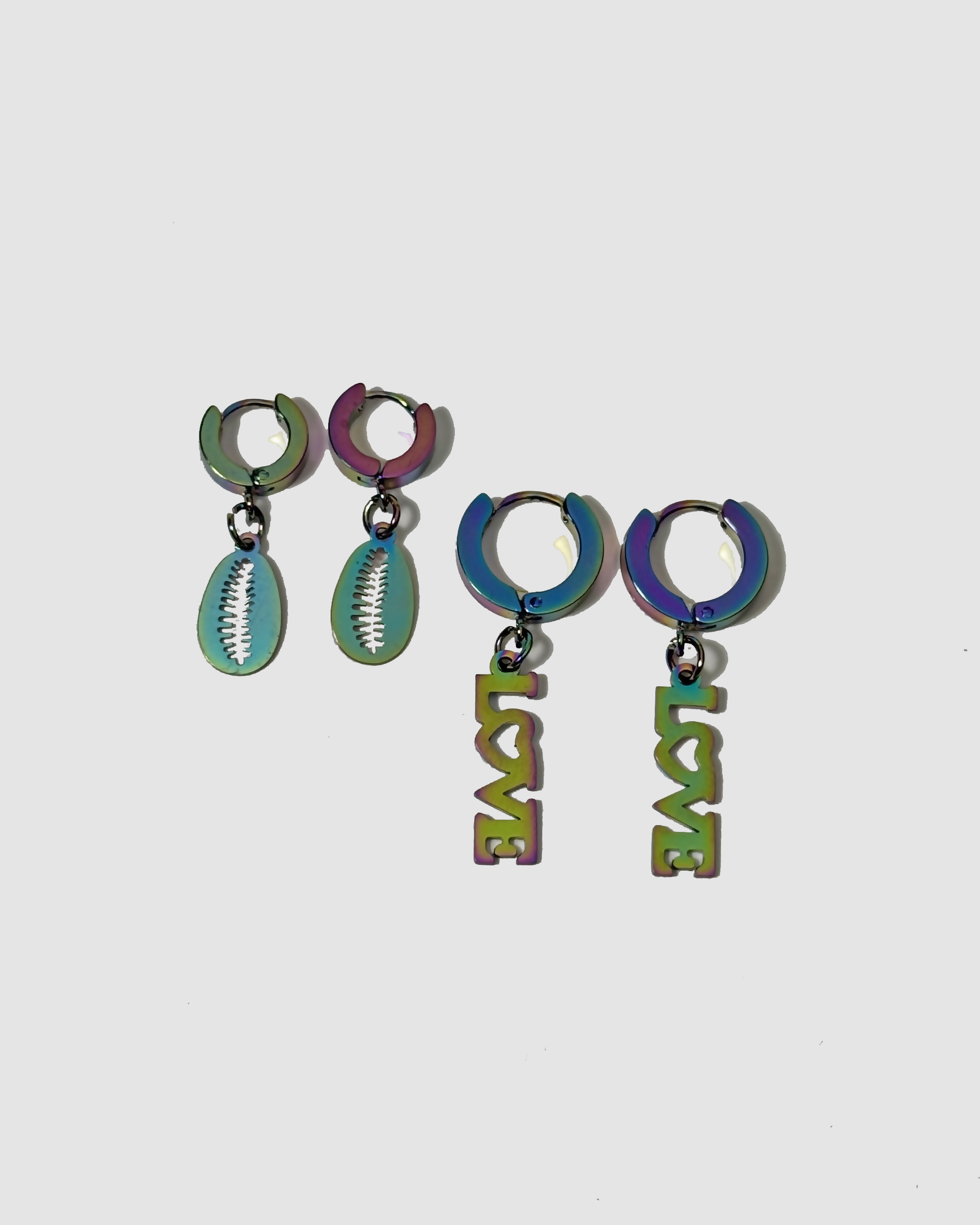 IRIDESCENT HUGGIE EARRING SET