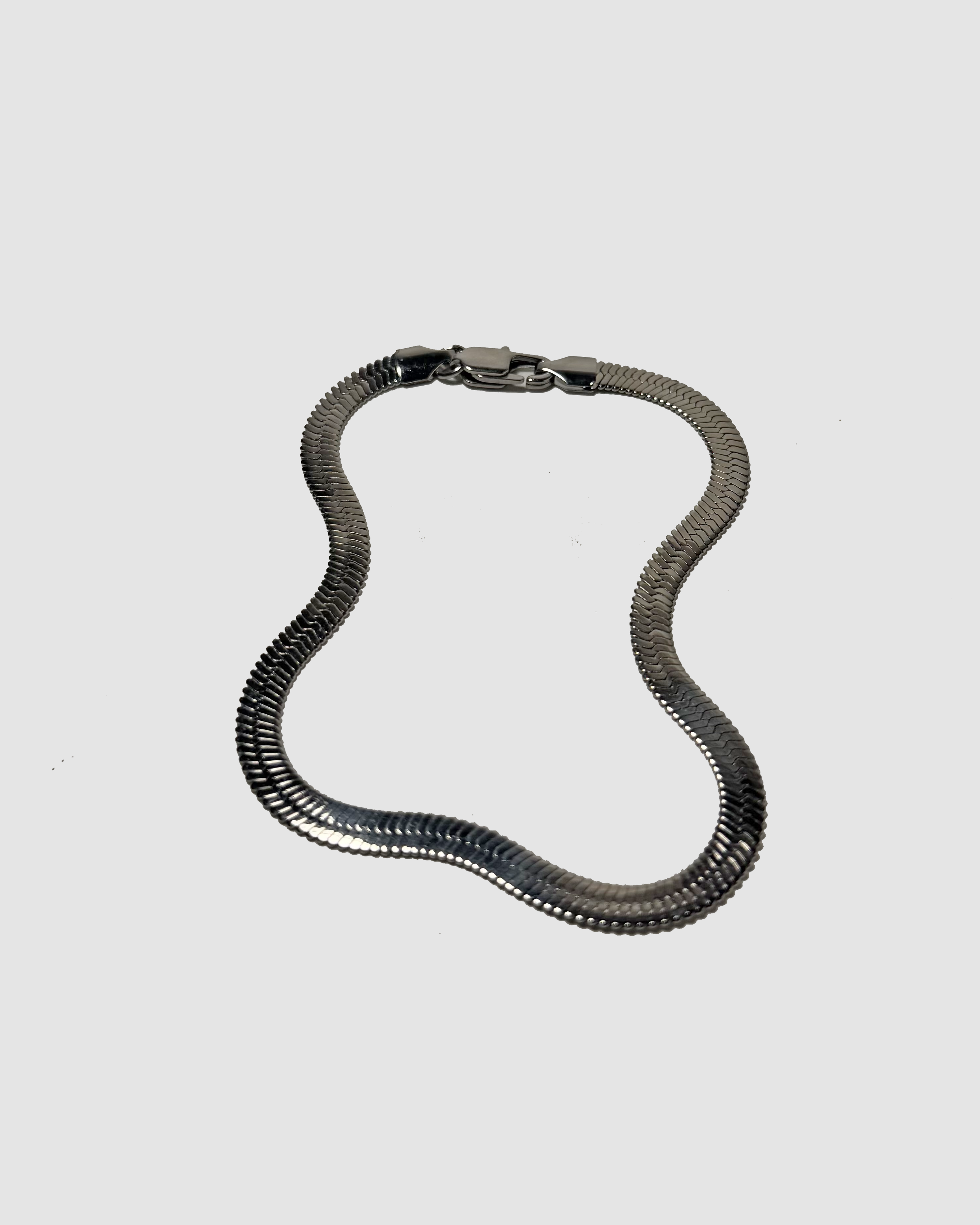 HERRINGBONE ANKLET - SILVER