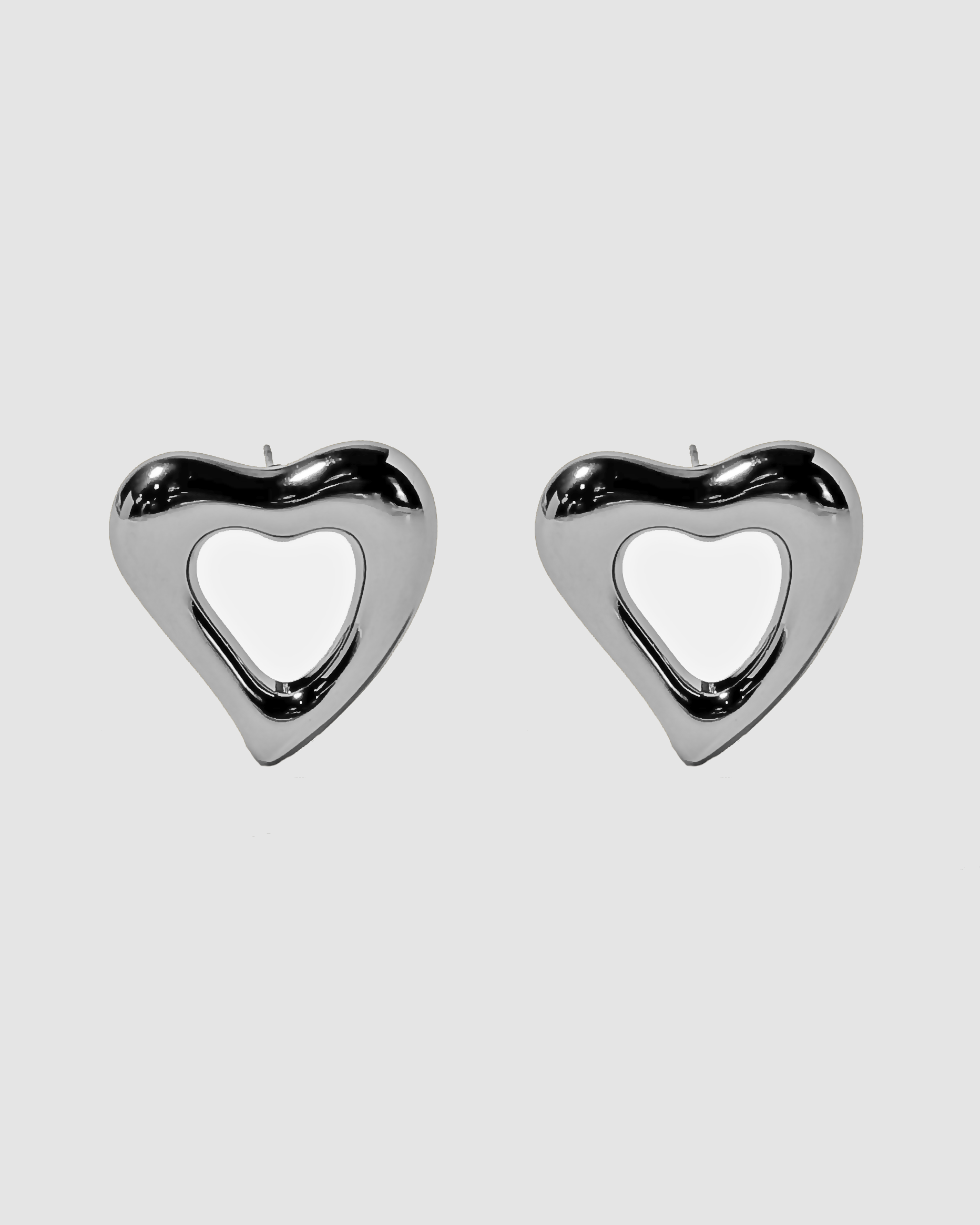 OPEN HEART EARRINGS - SILVER